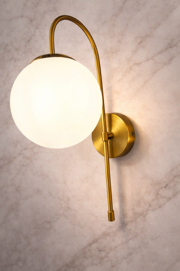 Golden Globe Wall Sconce – Modern Glass Brass Light
