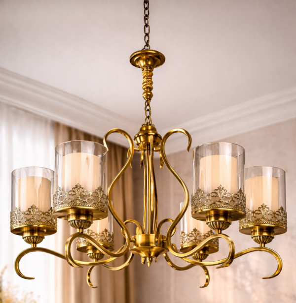 Double Glass Crown Style Chandelier (5-Light)