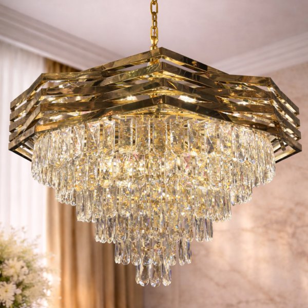 Golden SS Crystal Cascade Chandelier – 800MM